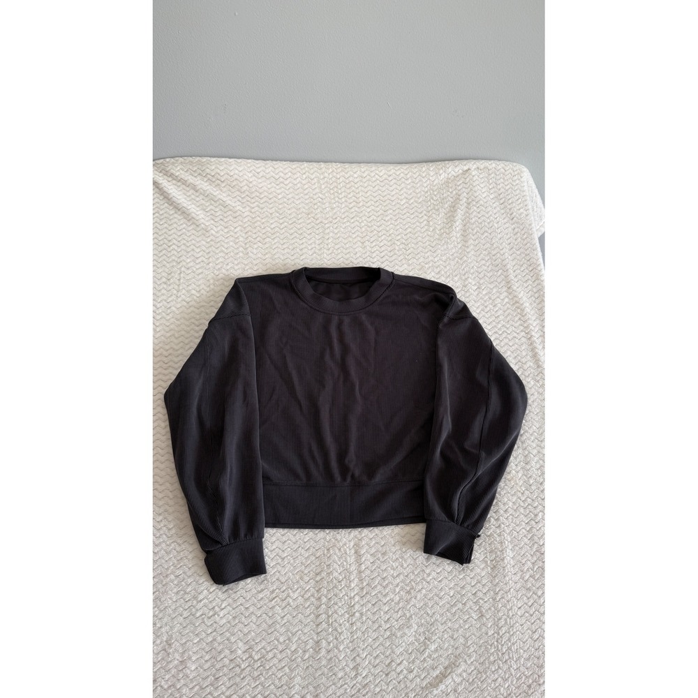 Lululemon Ribbed Softstreme Long Sleeve Crewneck Pullover Black Size 10 LW3GLAS